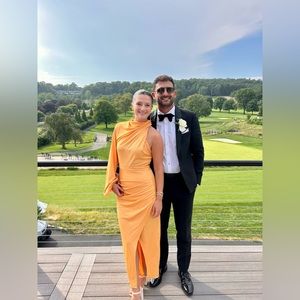 ASOS Bright Orange One Shoulder/Arm Dress